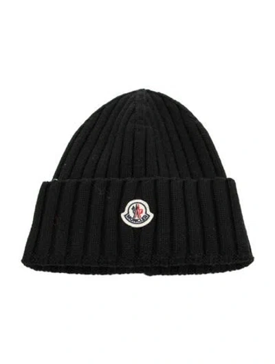 Pre-owned Moncler Knit Logo Beanie W/tags In Black