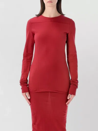 Moncler Knit Long Sleeve Crew Neck Dress In Red
