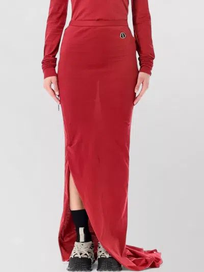 Moncler Knit Maxi Skirt Adjustable Waist Slit In Red
