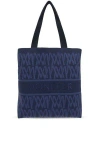 Moncler Monogram Knit Tote Bag In Blue