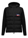 Moncler Quilted-panel Hooded Cardigan In Negro
