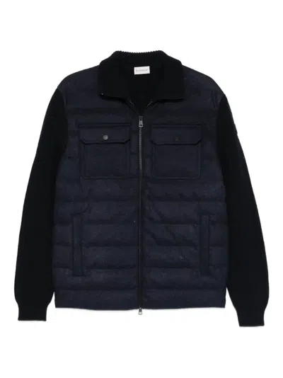 Moncler Knit Padded Front Jacket In Blue