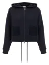 Moncler Knit Pockets Hoodie Sweatshirt Blue In Black