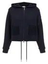 Moncler Knit Pockets Hoodie Sweatshirt Blue In Black