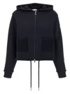 Moncler Knit Pockets Hoodie Sweatshirt Blue In Black