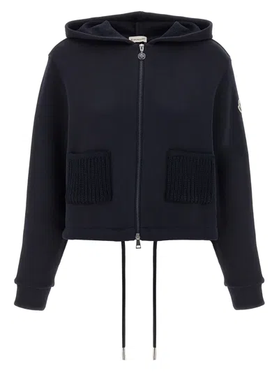 Moncler Knit Pockets Hoodie Sweatshirt Blue