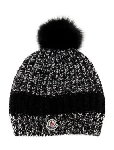 Pre-owned Moncler Knit Pom Pom Beanie In Black