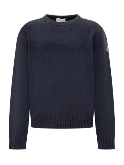 Moncler Knit Pullover Sweater In Blu