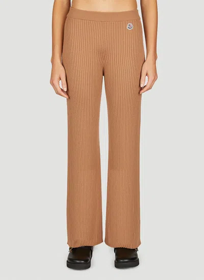 Moncler Knit Rib Pants In Brown