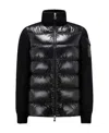 Moncler Down-panelled High-neck Wool Cardigan In Black