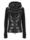 Moncler Knit-sleeves Hooded Jacket In Black