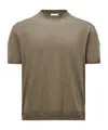 Moncler Crew Neck Silk Blend Sweater In Taupe