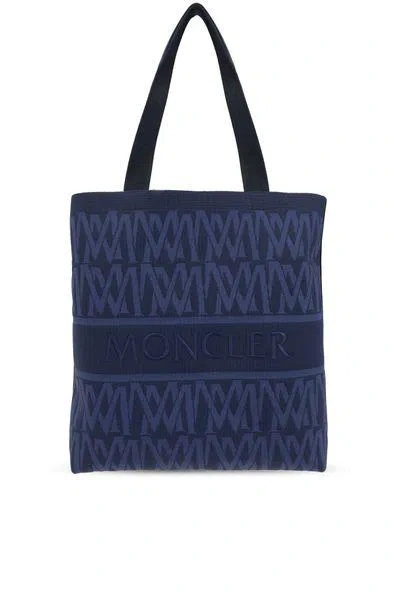 Moncler Knit Tote Bag In Blue