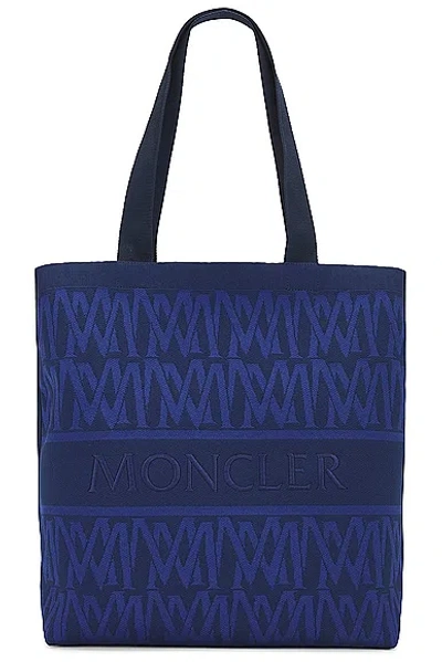 Moncler Knit Tote Bag In Blue