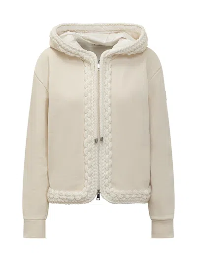 Moncler Knit T-shirt With Hood And Braided Trim In Multi