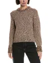 Moncler Textured Knit Crew Neck Sweater In Brown
