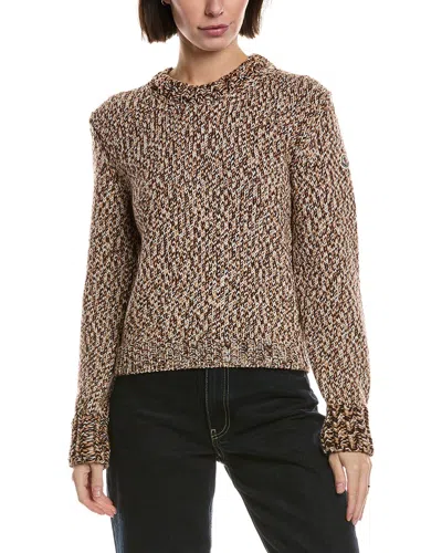 Moncler Knit Wool Sweater In Tan