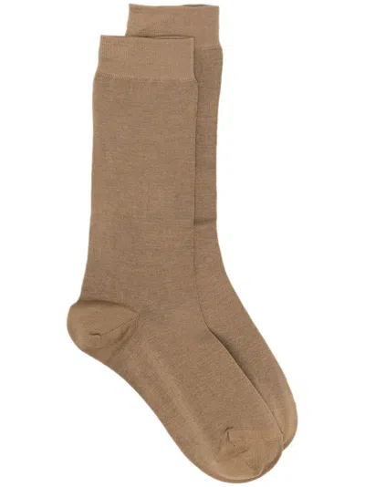 Moncler Knitted Ankle Socks In Neutrals
