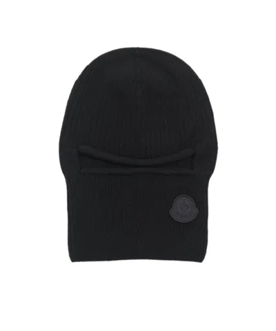 Moncler Knitted Balaclava Hat In Black