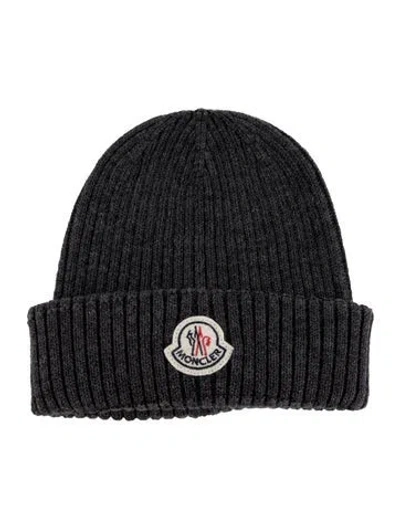 Pre-owned Moncler Knitted Beanie Hat In Grey