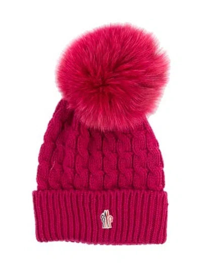 Pre-owned Moncler Knitted Beanie Hat In Pink
