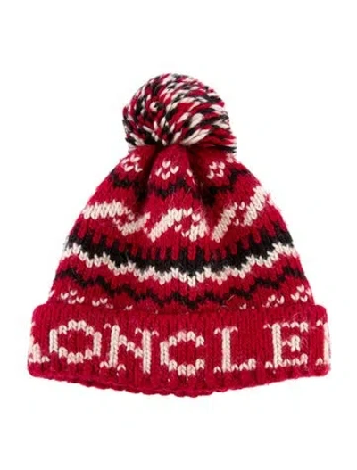 Pre-owned Moncler Knitted Beanie Hat In Red