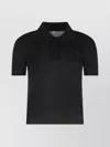 Moncler Knitted Cotton Blend Polo With Ribbed Edges In Black