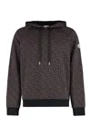 Moncler Logo Jacquard Knitted Drawstring Hoodie In Brown