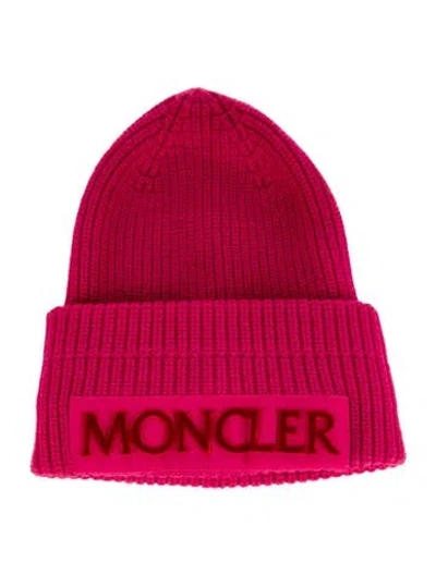 Pre-owned Moncler Knitted Logo Beanie In Pink