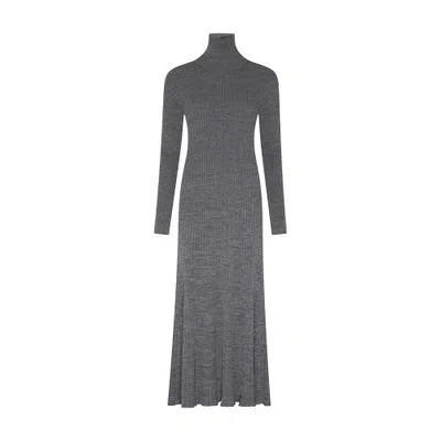 Moncler Knitted Maxi Dress In Grey