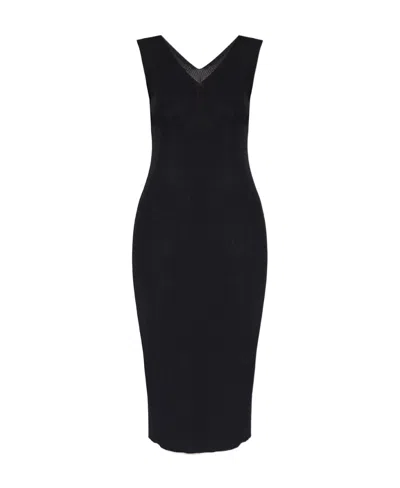 Moncler Knitted Midi Dress In Black