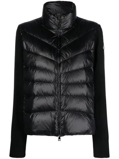 Moncler Womens Black Funnel-neck Brand-patch Regular-fit Shell-down Jacket