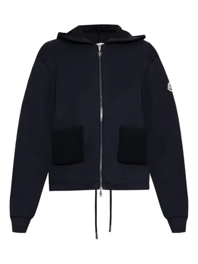 Moncler Knitted Pockets Hoodie In Black