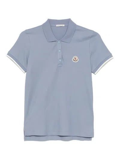 Moncler Knitted Polo Shirt In Gray