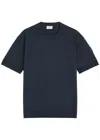 Moncler Knitted Silk-blend T-shirt In Navy