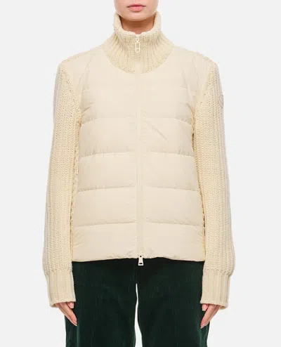 Moncler Knitted Sleeve Jacket In White