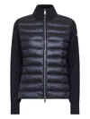 Moncler Women Nylon Down Jacket With Virgin Wool Inserts In Blue