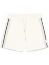 Moncler Knitted-trim Track Shorts In Neutrals
