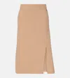 Moncler Knitted Wool And Cashmere Midi Skirt In Brown