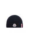 Moncler Knitted Wool Hat In Blue