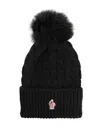 Moncler Wool Hat Featuring Cable Knit And Pom Detail In Black