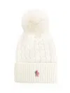 Moncler Ivory Virgin Wool Hat With Pompom In Neutral