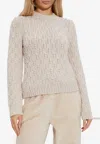 Moncler Knitted Wool Sweater In Beige
