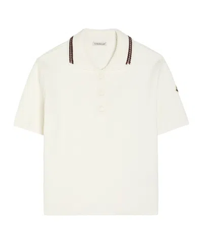 Moncler Knit-trim Cotton Polo Shirt In Neutral