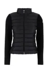 Moncler Black Padded Wool Zip-up Cardigan In Black