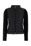 Moncler Black Padded Wool Zip-up Cardigan In Black