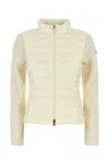 Moncler Two-material Cardigan Sweaters And Cardigans White In White