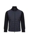 Moncler Men Padded Wool Blend And Nylon Tricot Cardigan In Blue