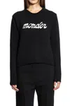 Moncler Cropped Sweater With Contrasting Embroidered Logo In Black