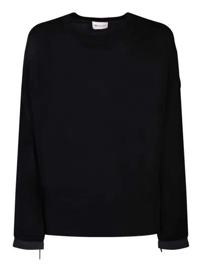 Moncler Cotton Nylon Sweater In Black